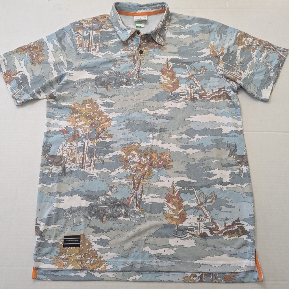 LRG Lifted Research Group Paint By Numbers Autumn Nature Graphic Polo XL Men's
